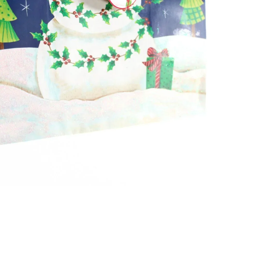 Set of 2 Used Christmas Gift Bags Santa Snowman Reusable Crafting Scrapbooking